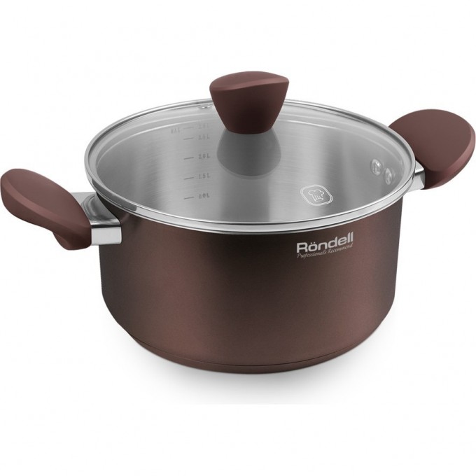 Кастрюля с крышкой RONDELL KORTADO 24 см, 4,8 л шоколад RDS-1033